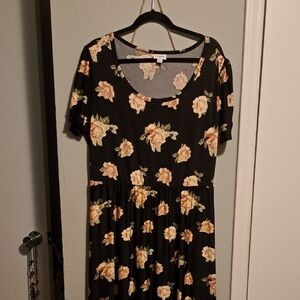 Floral Black and Peach Dress 2XL